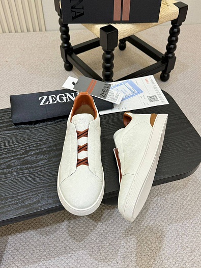 Кожаные кроссовки Ermenegildo Zegna Triple Stitch - White   