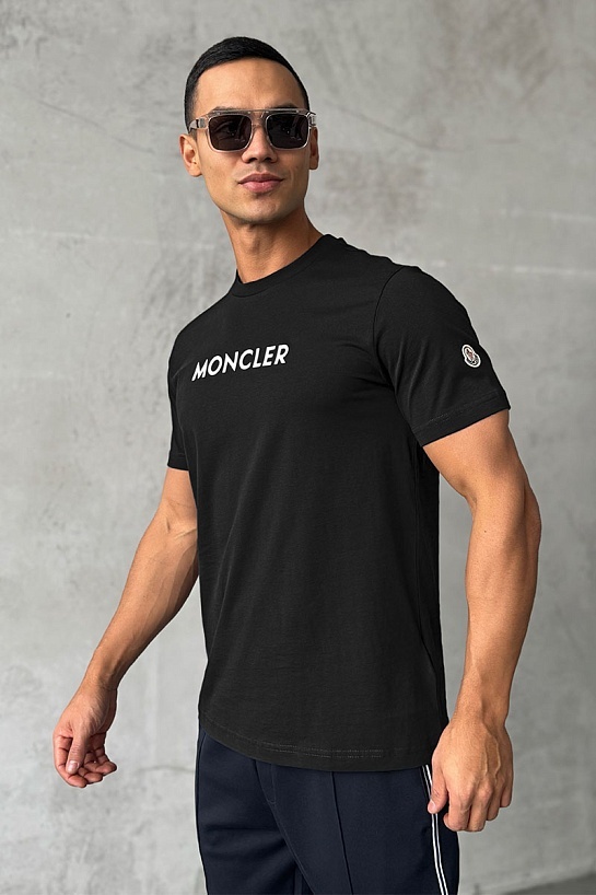 Мужская футболка Moncler logo-patch - Black