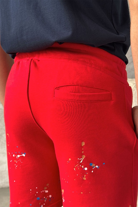 Красные шорты Dior Paint Splatter