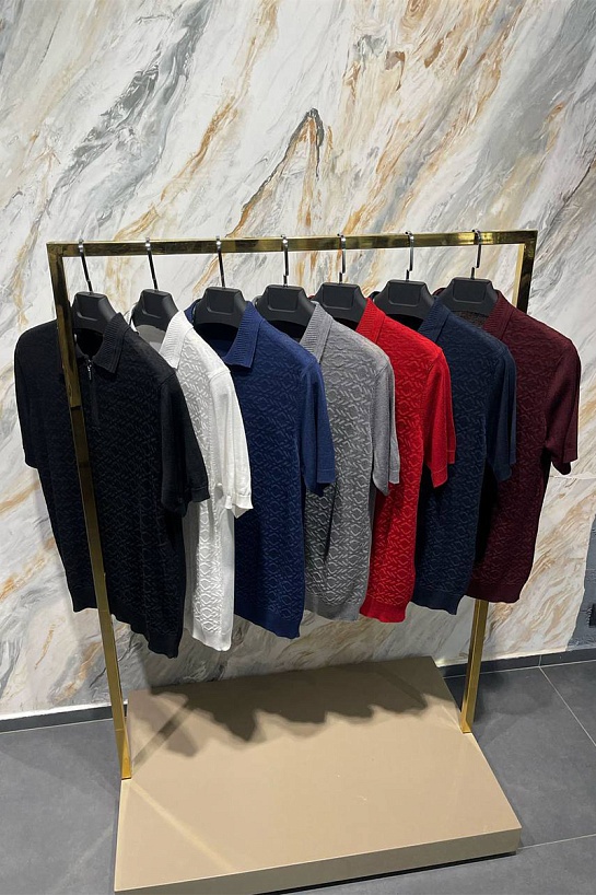 Мужское поло белого цвета Zilli zip neck