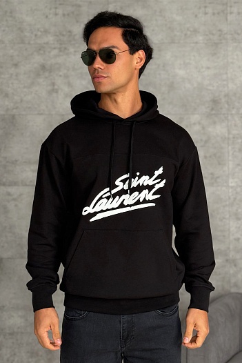 Чёрное худи Saint Laurent Paris logo-print   
