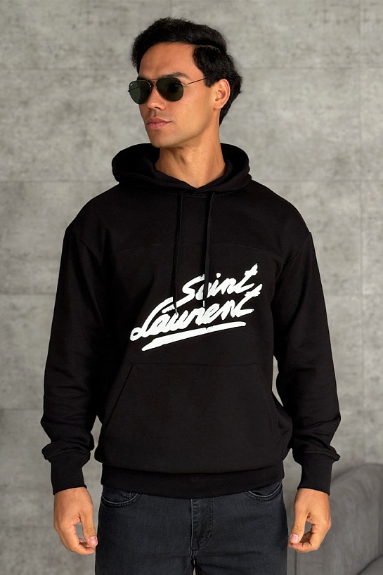 Чёрное худи Saint Laurent Paris logo-print