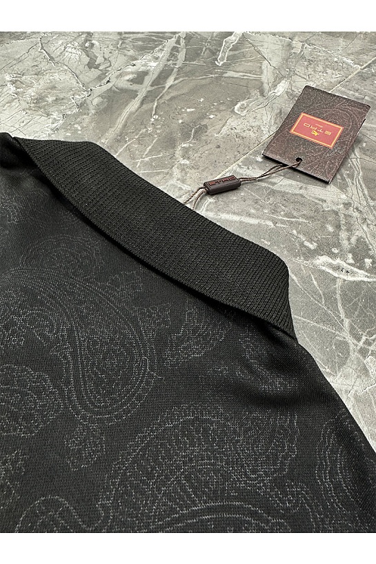 Чёрное поло Etro с узором пейсли