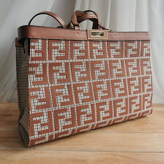 Женская сумка Fendi X-Tote shopper FF embroidery 41x28 см (2 расцветки)
