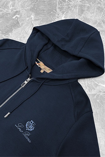 Кофта на молнии Loro Piana logo-embroidered - Navy   