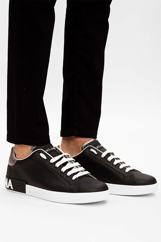 Кожаные кроссовки чёрного цвета Dolce & Gabbana Portofino