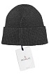 Мужская брендовая шапка Moncler тёмно-серого цвета