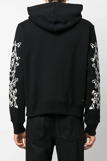 Чёрное оверсайз худи Amiri checkered-bones   