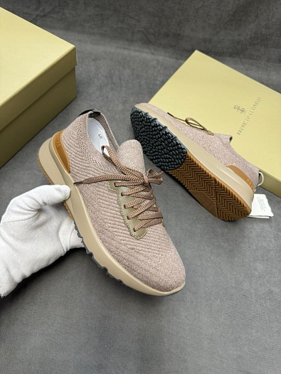 Мужские кроссовки Brunello Cucinelli knitted - Beige   