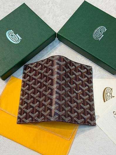 Кожаная обложка для паспорта Goyard Grenelle premium 14x10 см   