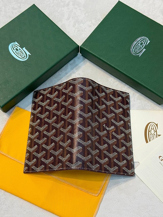 Кожаная обложка для паспорта Goyard Grenelle premium 14x10 см