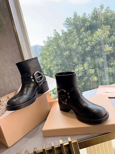 Женские кожаные ботинки MIU MIU Ankle Premium   