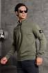Мужская зелёная кофта с патчем на плече Stone Island Zip Neck