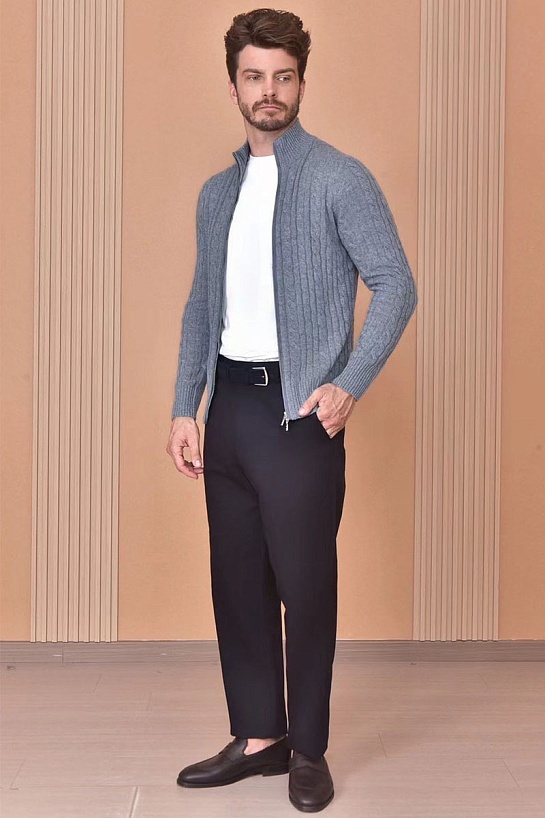 Кашемировый свитер Loro Piana Premium zip-up - Grey