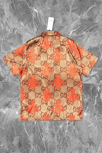 Мужская рубашка Gucci logo all-over - Brown   