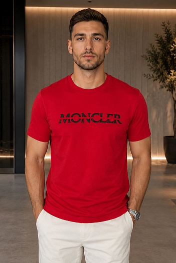Мужская футболка Moncler красного цвета   