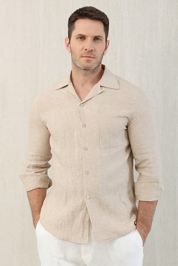Льняная рубашка Brunello Cucinelli Premium - Beige   