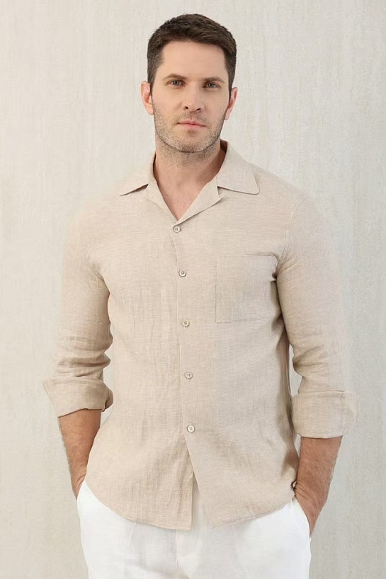 Льняная рубашка Brunello Cucinelli Premium - Beige