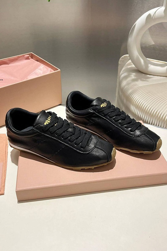Женские кожаные кроссовки MIU MIU Premium - Black
