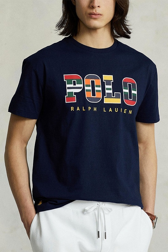 Мужская тёмно-синяя футболка Роlо Ralрh Lаurеn logo-print
