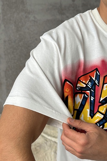 Белая оверсайз футболка Louis Vuitton graffiti-print   