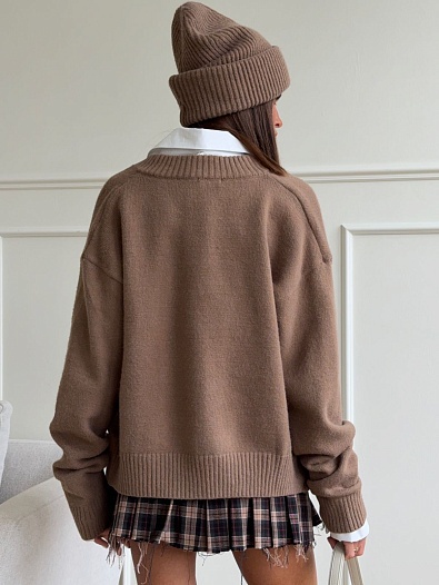 Женская кофта с шапкой Ganni бежевого цвета   