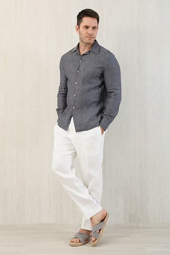 Льняная рубашка Brunello Cucinelli Premium - Grey   