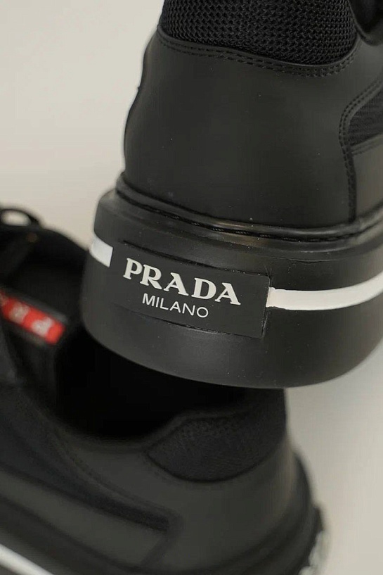 Комбинированные кроссовки Prada logo-stripe - Black