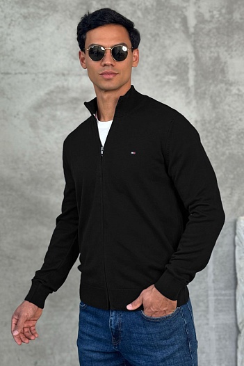 Кофта на молнии Tommy Hilfiger flag embroidery - Black   