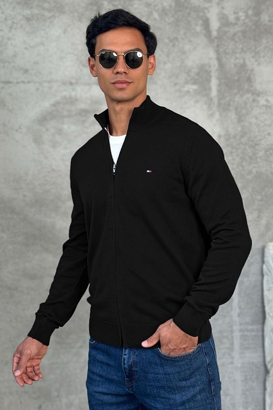 Кофта на молнии Tommy Hilfiger flag embroidery - Black