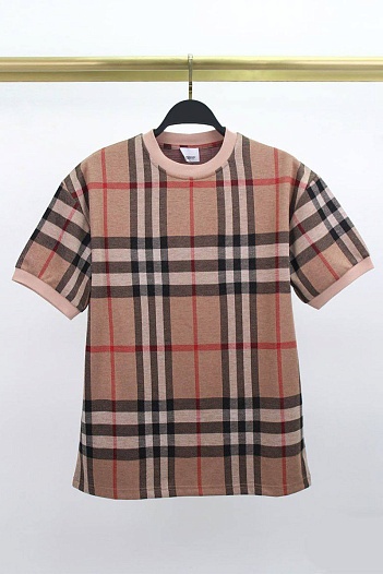 Бежевая футболка Burberry Check motif   