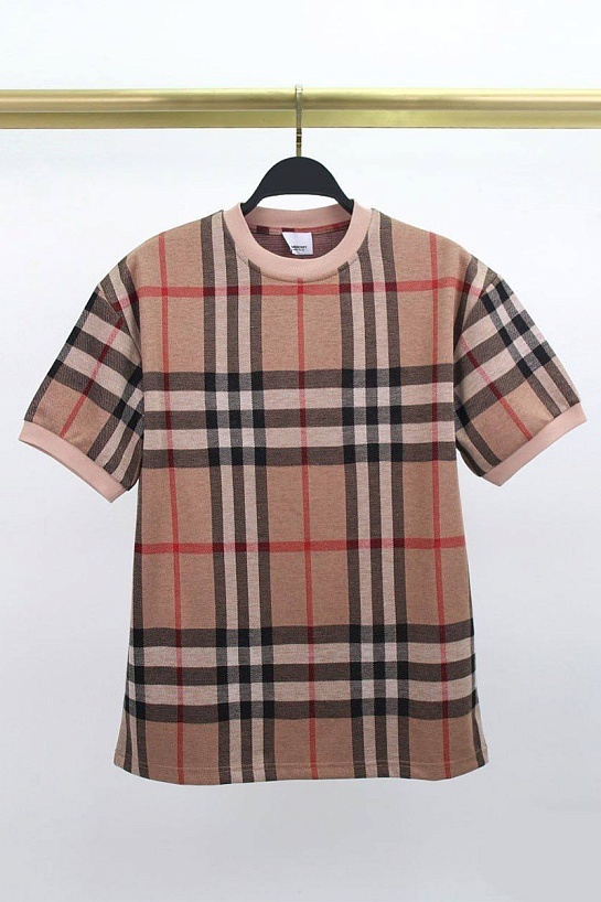 Бежевая футболка Burberry Check motif