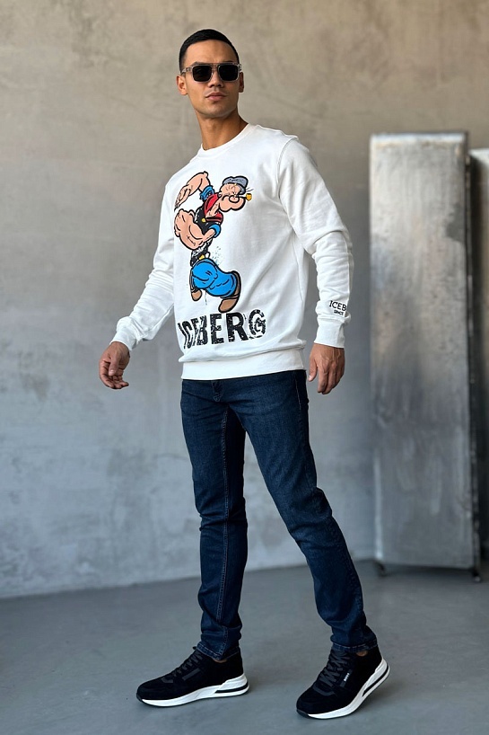 Свитшот белого цвета Iceberg Popeye