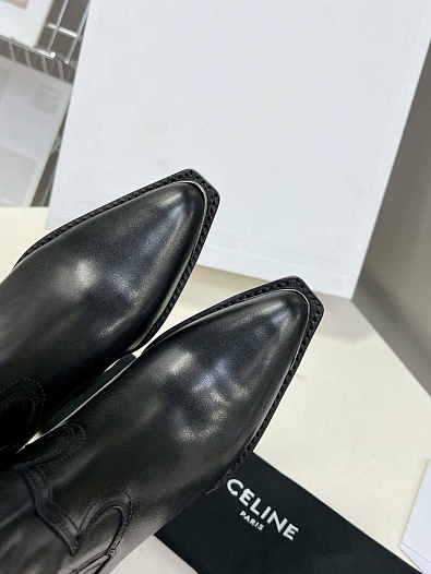 Женские кожаные сапоги Celine Premium - Black   