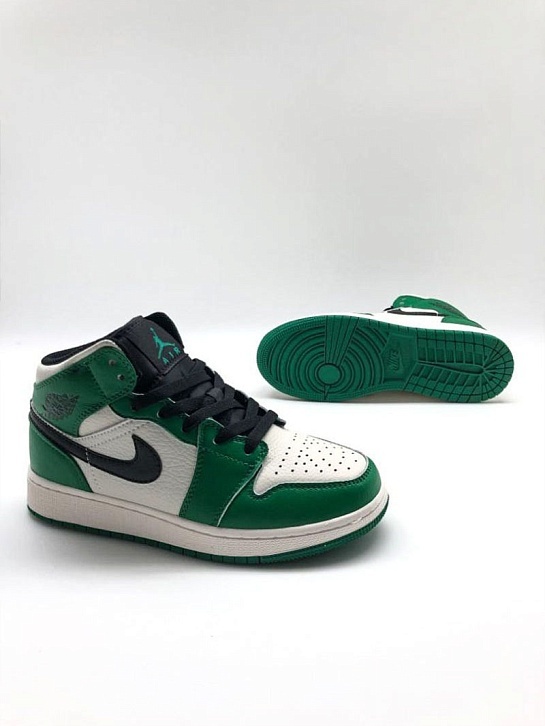 Женские кроссовки Nike Dunk High -  White / Green