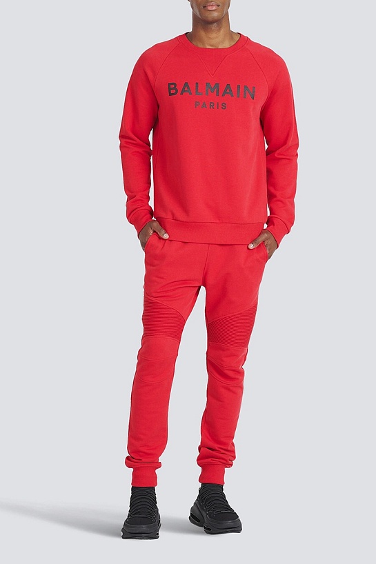 Мужской красный свитшот Balmain Paris logo-print