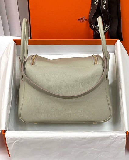 Женская кожаная сумка Hermes Lindy Premium 26x18x13 см - Grey   