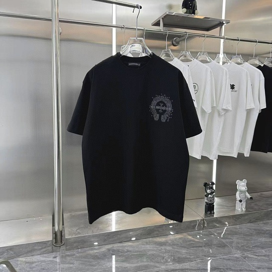 Чёрная оверсайз футболка Chrome Hearts Premium