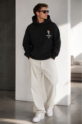 Оверсайз худи Balenciaga Paris Olympics Flame embroidered-logo   