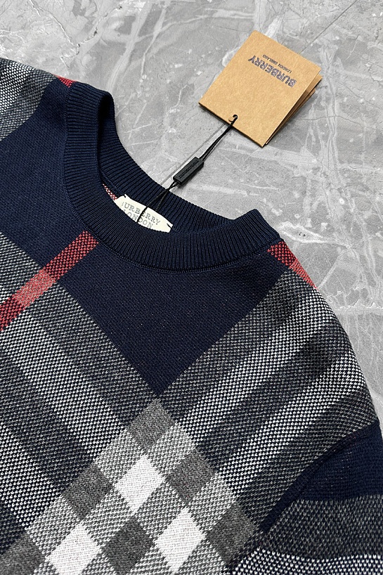 Мужская синяя кофта Burberry check pattern