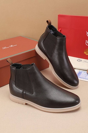 Кожаные ботинки с мехом Loro Piana   