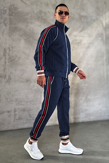 Тёмно-синий спортивный костюм Gucci GG jacquard   