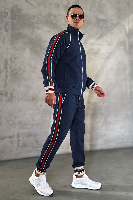 Тёмно-синий спортивный костюм Gucci GG jacquard