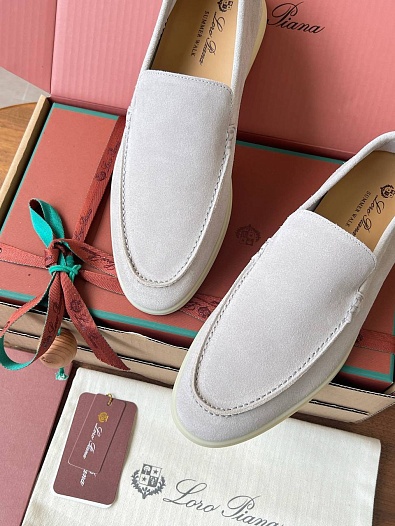Замшевые лоферы Loro Piana Premium - White   
