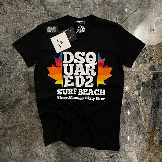 Мужская чёрная футболка Dsquared2 Surf Beach   