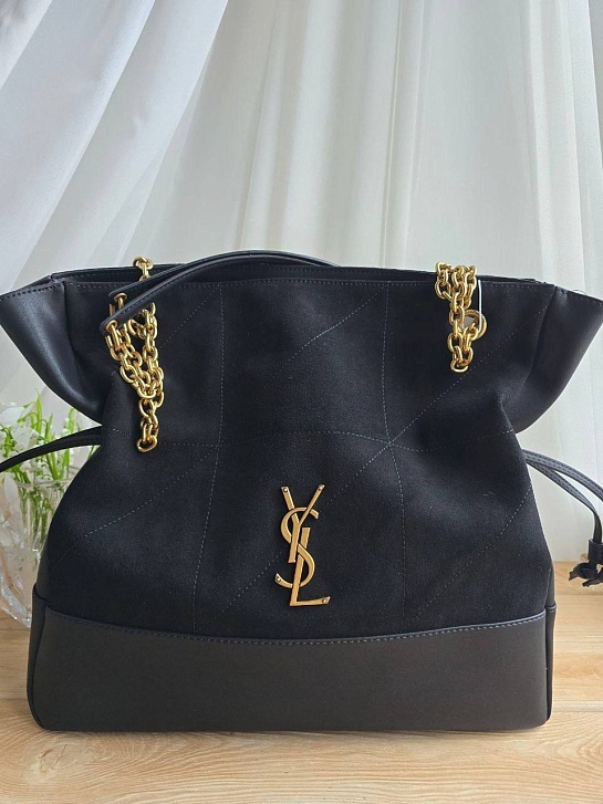 Замшевая чёрная сумка Yves Saint Laurent 38x34 см