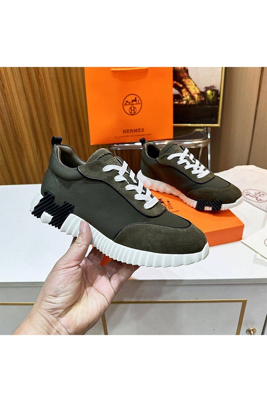 Мужские замшевые кроссовки Hermes Bouncing - Green