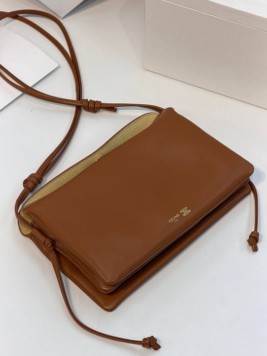 Кожаная сумка Celine Trio Flap premium 22.5x13x3.5 см