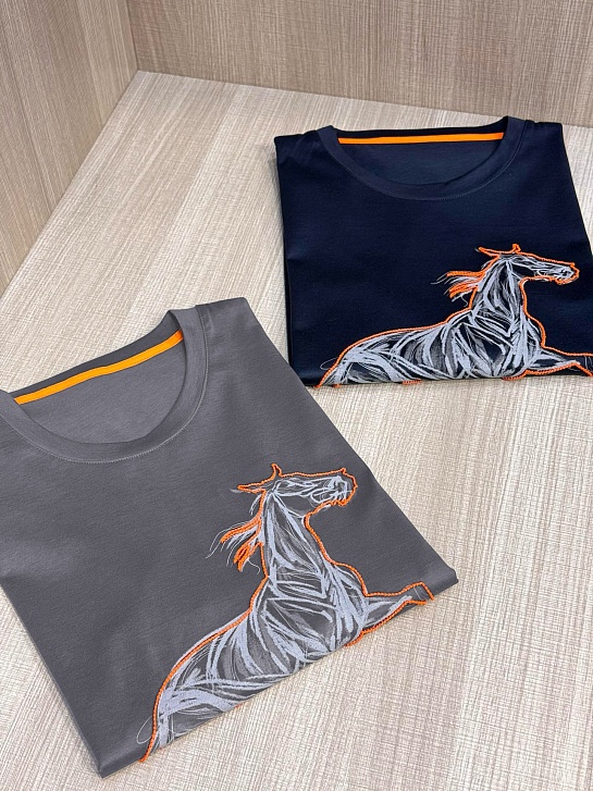 Мужская серая футболка Hermes Premium