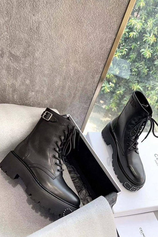Женские кожаные ботинки Celine Premium